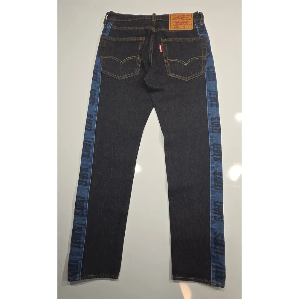 Levi's‎ Hi-Ball Roll Men's 30xL Black Denim Jeans with Blue Side Stripes - Picture 3 of 9